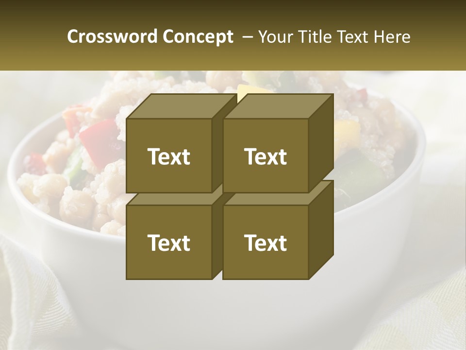 A White Bowl Filled With Rice And Veggies PowerPoint Template