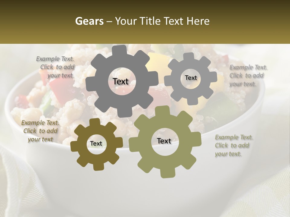 A White Bowl Filled With Rice And Veggies PowerPoint Template