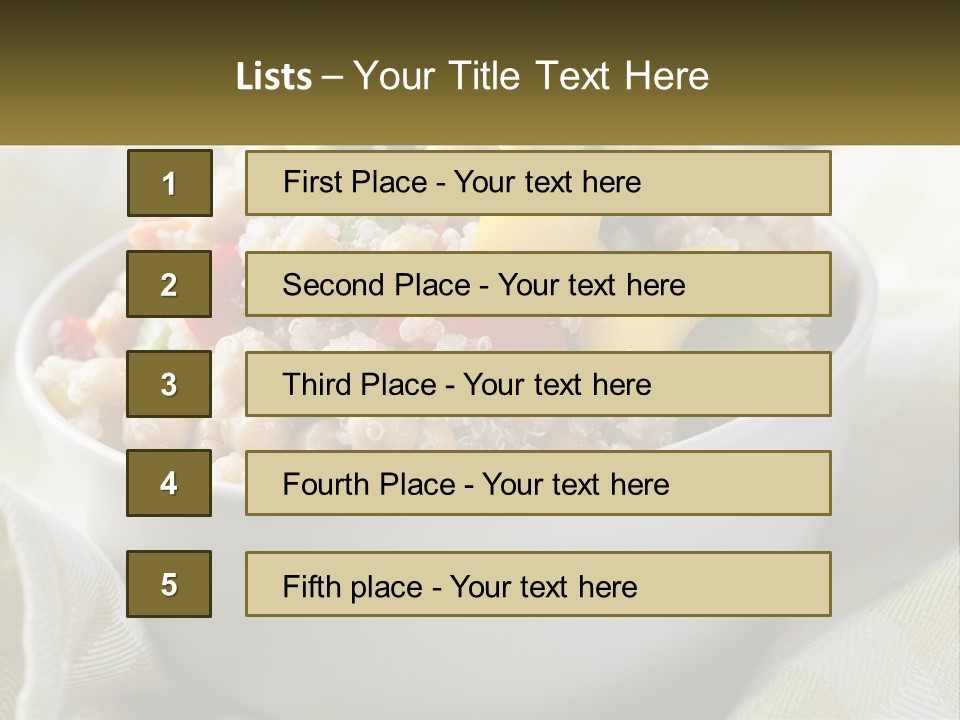 A White Bowl Filled With Rice And Veggies PowerPoint Template