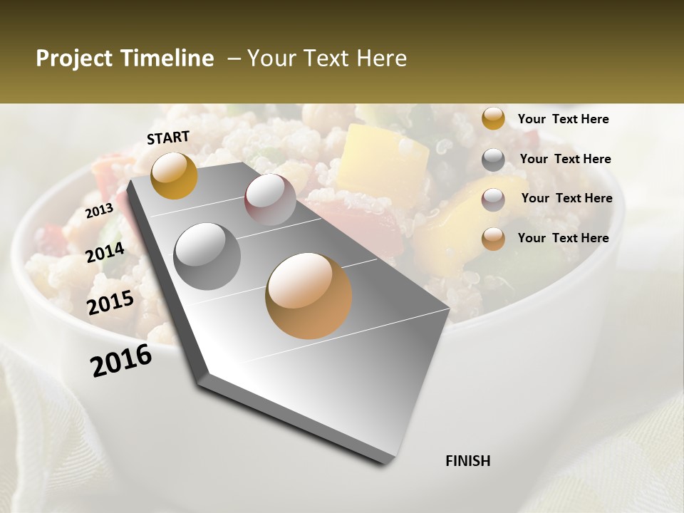 A White Bowl Filled With Rice And Veggies PowerPoint Template