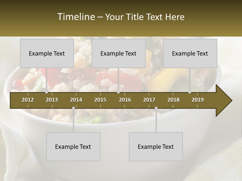 A White Bowl Filled With Rice And Veggies PowerPoint Template
