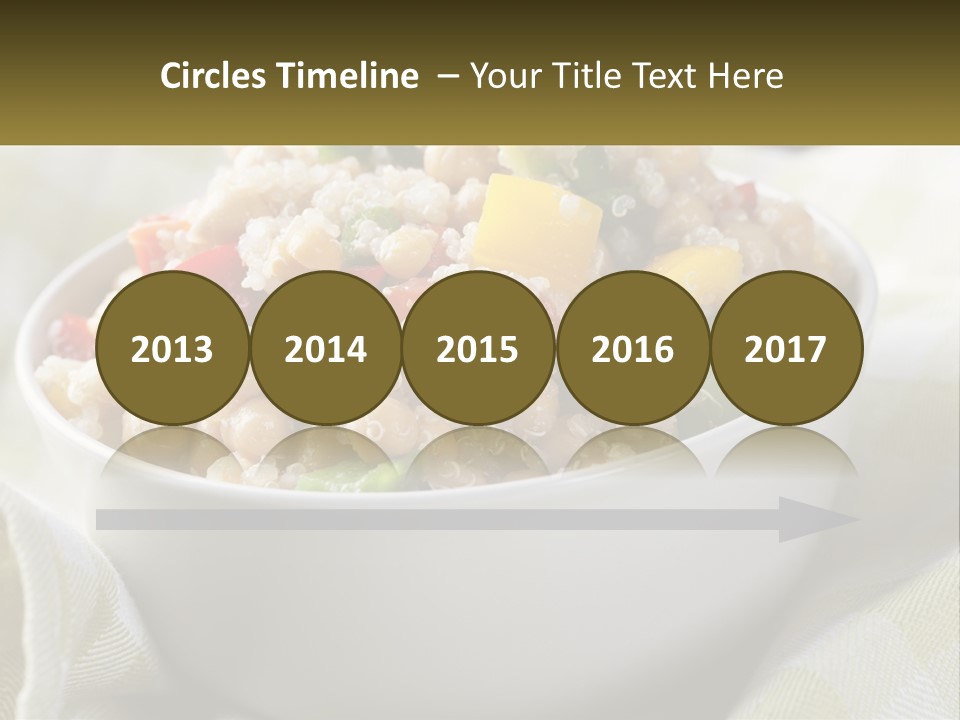 A White Bowl Filled With Rice And Veggies PowerPoint Template