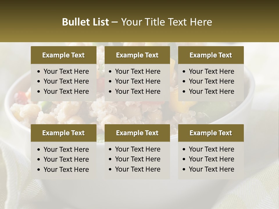 A White Bowl Filled With Rice And Veggies PowerPoint Template