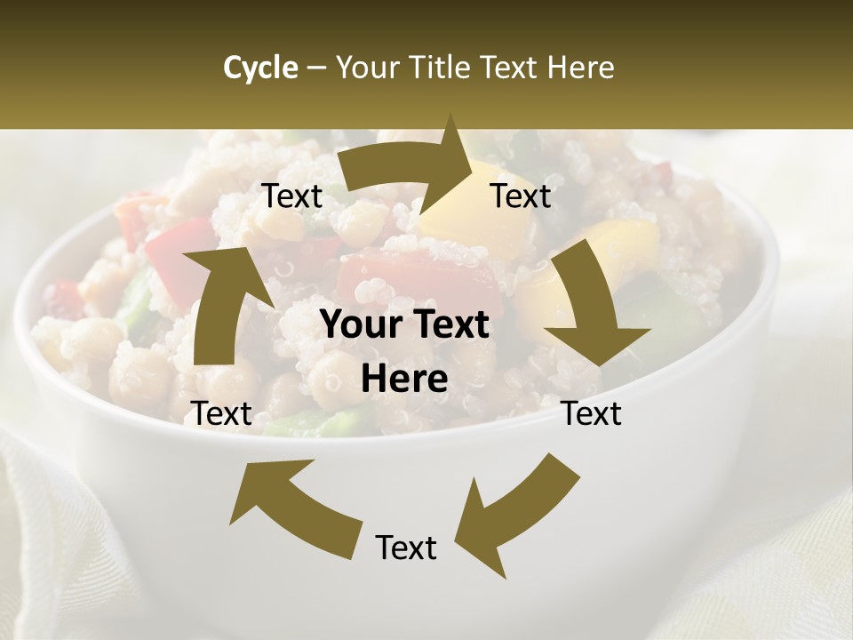 A White Bowl Filled With Rice And Veggies PowerPoint Template