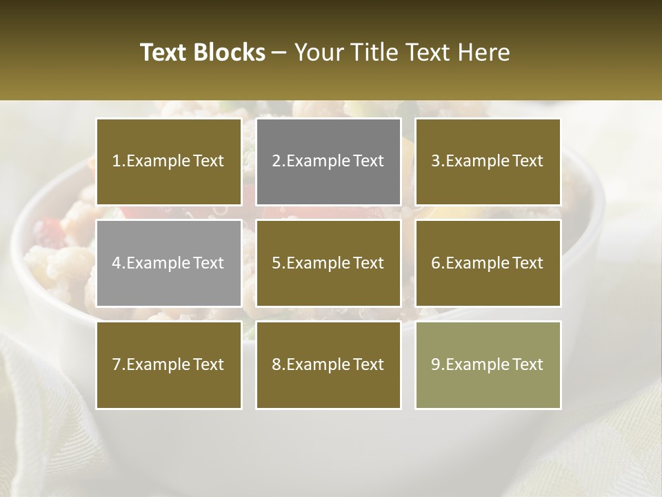 A White Bowl Filled With Rice And Veggies PowerPoint Template