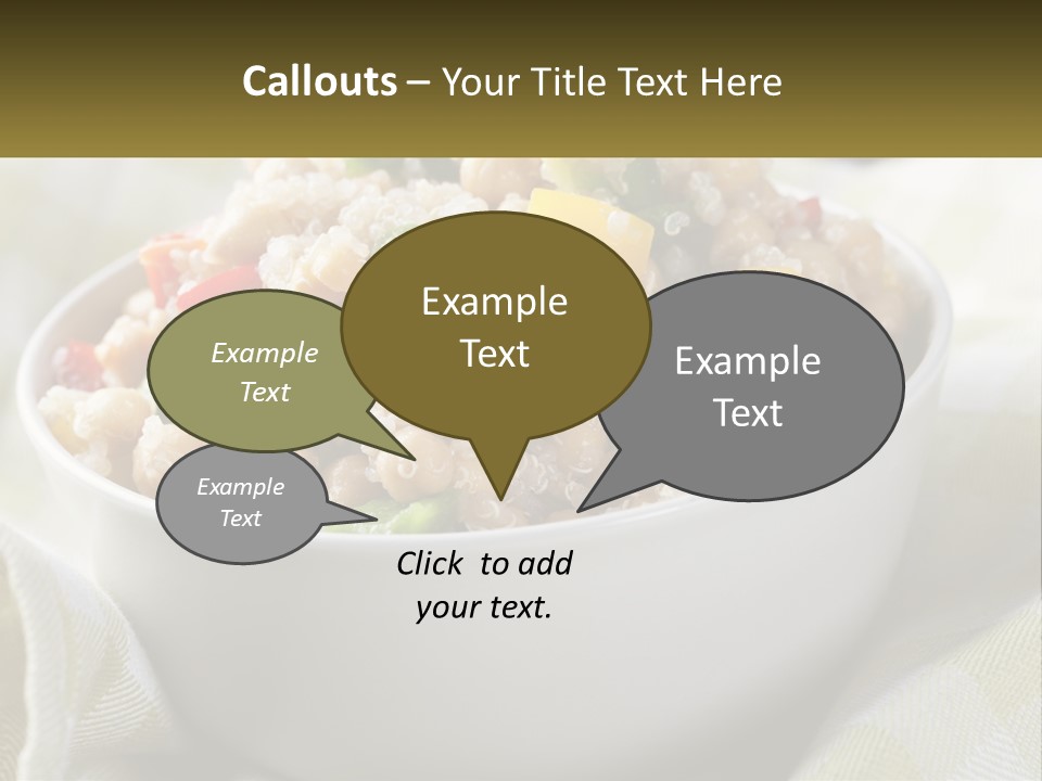 A White Bowl Filled With Rice And Veggies PowerPoint Template