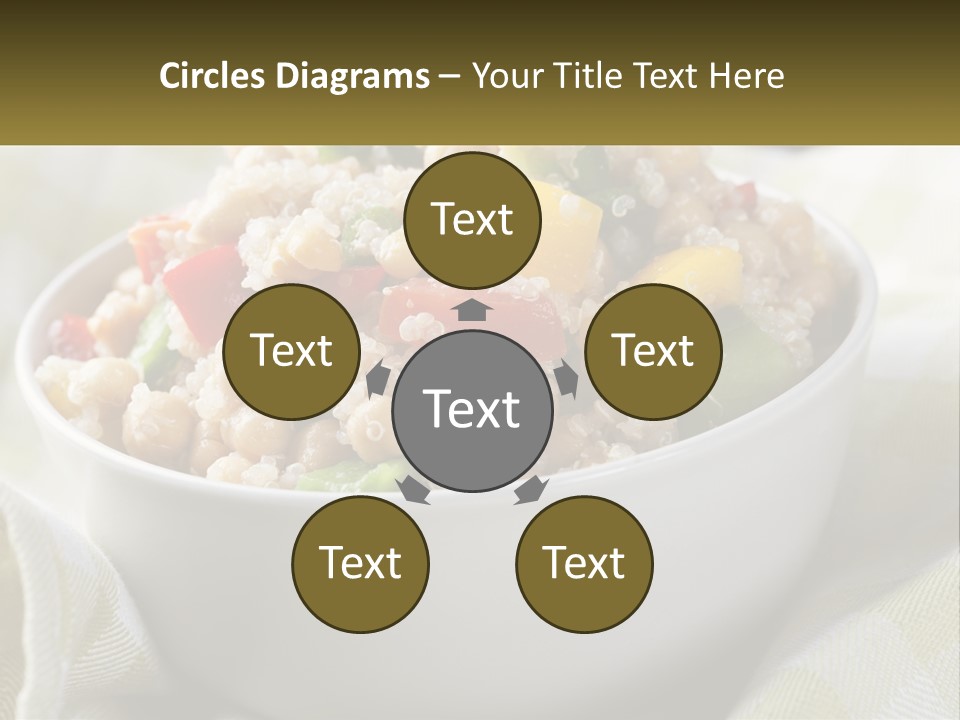 A White Bowl Filled With Rice And Veggies PowerPoint Template