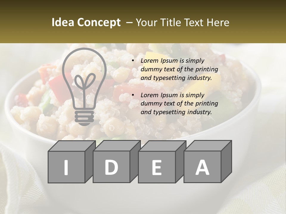 A White Bowl Filled With Rice And Veggies PowerPoint Template