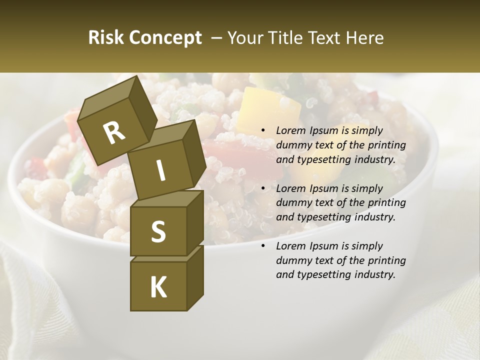 A White Bowl Filled With Rice And Veggies PowerPoint Template