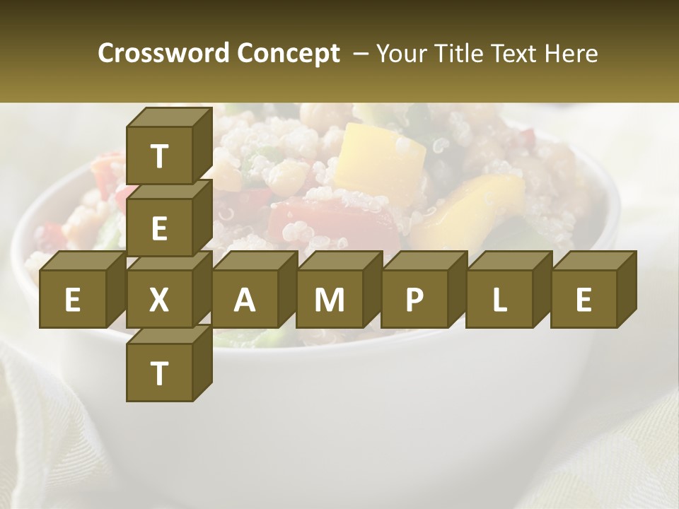 A White Bowl Filled With Rice And Veggies PowerPoint Template