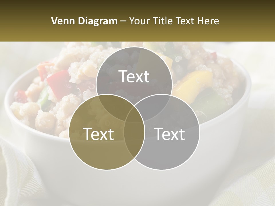 A White Bowl Filled With Rice And Veggies PowerPoint Template
