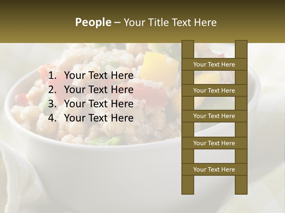 A White Bowl Filled With Rice And Veggies PowerPoint Template