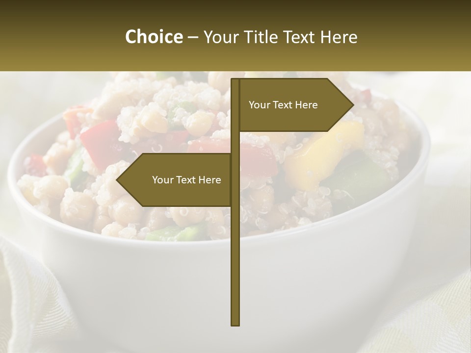 A White Bowl Filled With Rice And Veggies PowerPoint Template