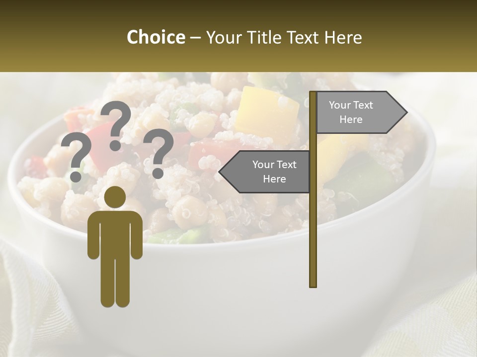 A White Bowl Filled With Rice And Veggies PowerPoint Template