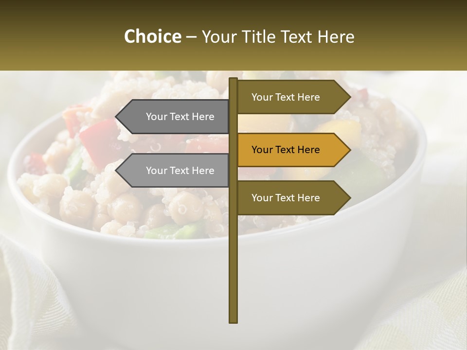 A White Bowl Filled With Rice And Veggies PowerPoint Template