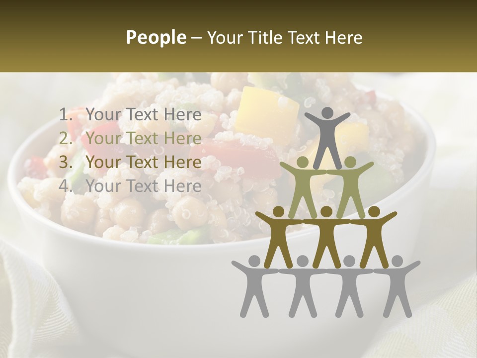A White Bowl Filled With Rice And Veggies PowerPoint Template