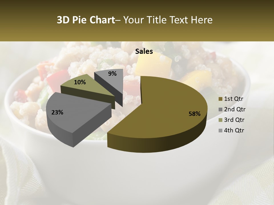 A White Bowl Filled With Rice And Veggies PowerPoint Template