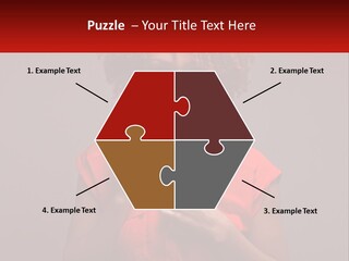 A Woman In A Red Shirt Is Holding A Red Sign PowerPoint Template