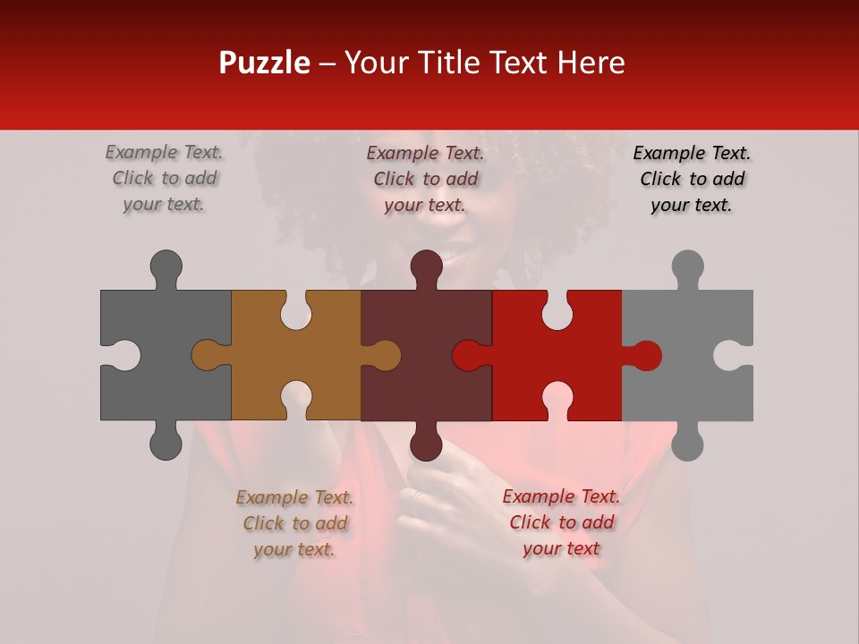 A Woman In A Red Shirt Is Holding A Red Sign PowerPoint Template