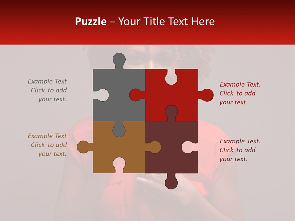 A Woman In A Red Shirt Is Holding A Red Sign PowerPoint Template