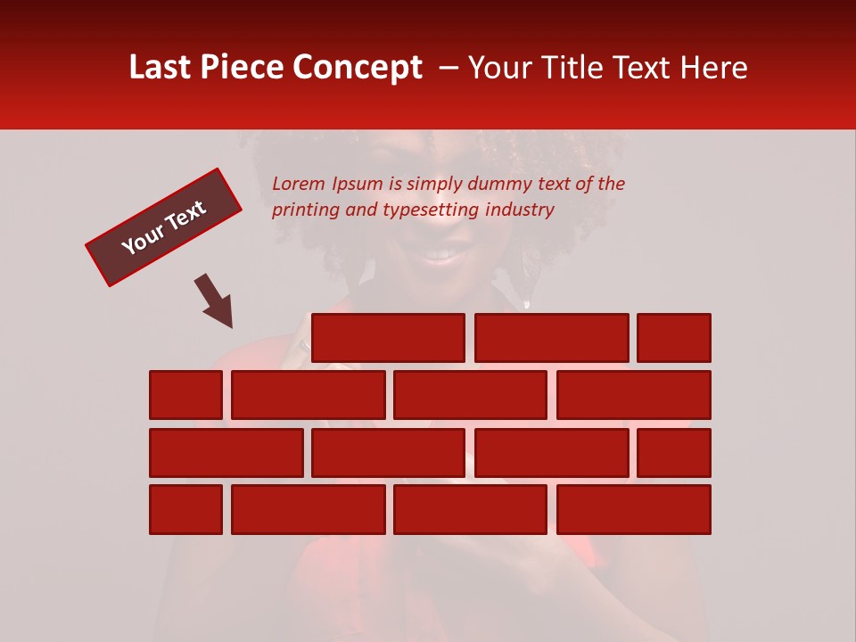 A Woman In A Red Shirt Is Holding A Red Sign PowerPoint Template