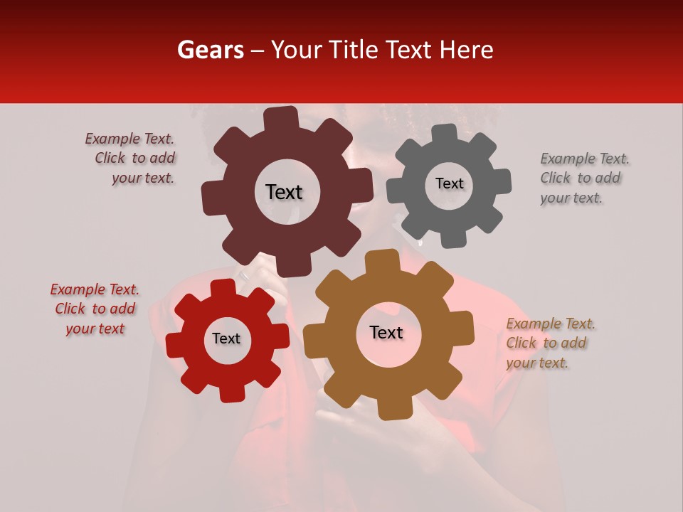 A Woman In A Red Shirt Is Holding A Red Sign PowerPoint Template