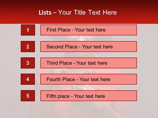 A Woman In A Red Shirt Is Holding A Red Sign PowerPoint Template