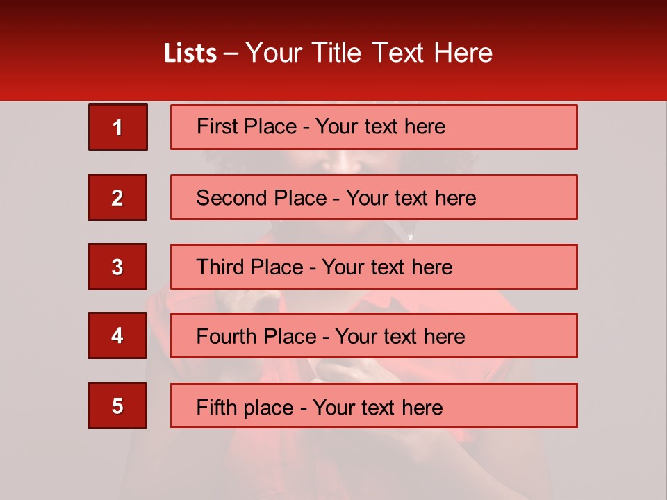 A Woman In A Red Shirt Is Holding A Red Sign PowerPoint Template