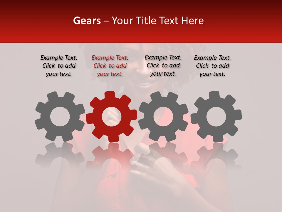 A Woman In A Red Shirt Is Holding A Red Sign PowerPoint Template