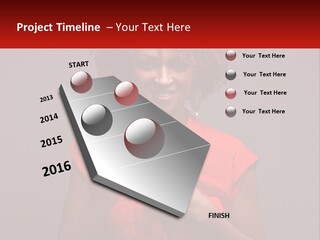 A Woman In A Red Shirt Is Holding A Red Sign PowerPoint Template