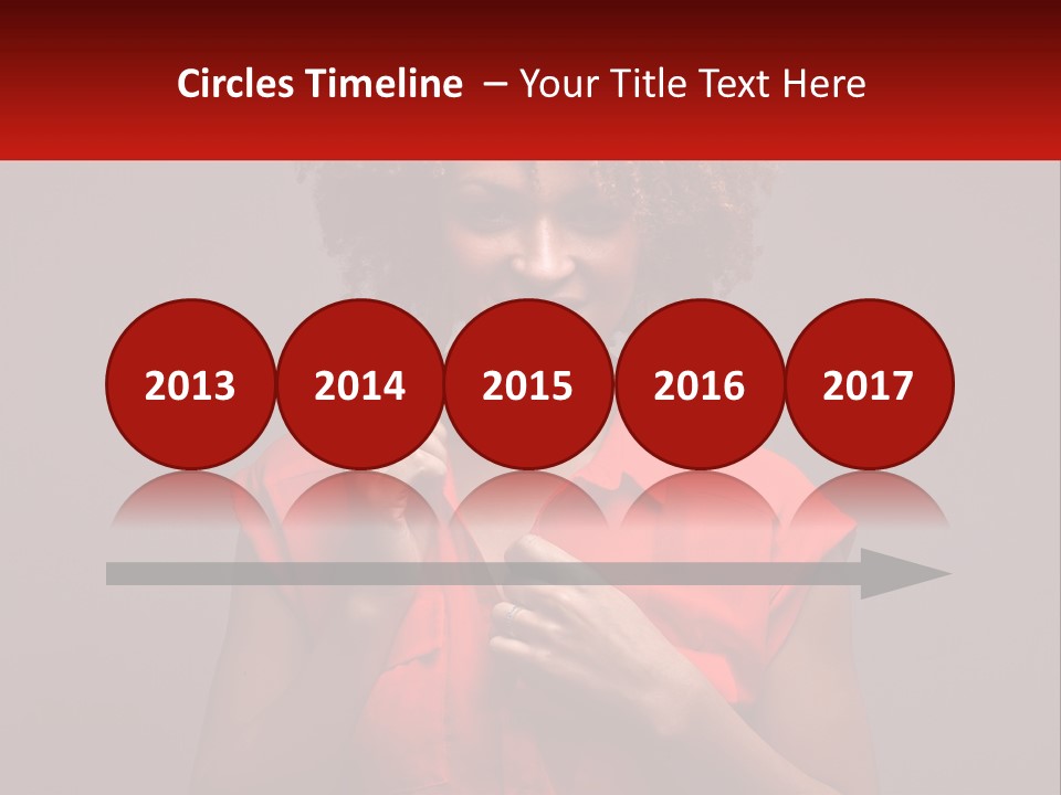 A Woman In A Red Shirt Is Holding A Red Sign PowerPoint Template