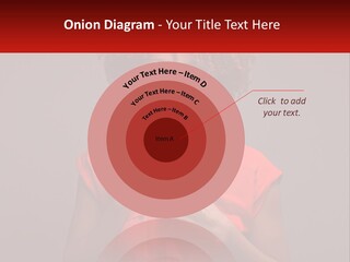 A Woman In A Red Shirt Is Holding A Red Sign PowerPoint Template