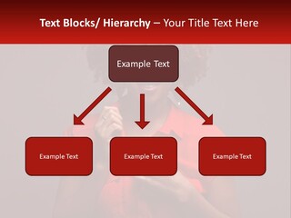 A Woman In A Red Shirt Is Holding A Red Sign PowerPoint Template