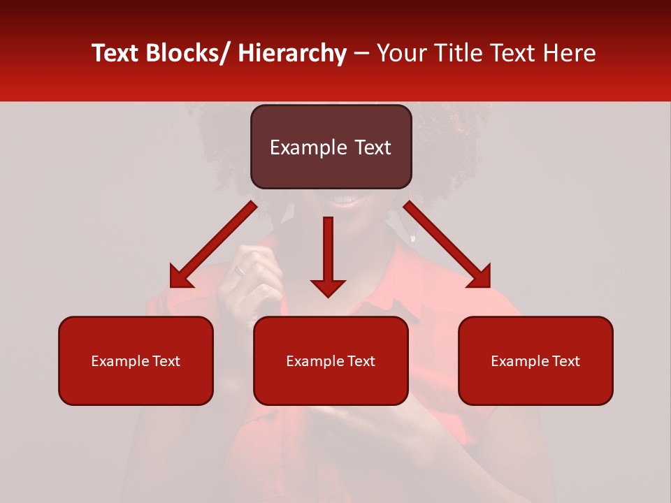 A Woman In A Red Shirt Is Holding A Red Sign PowerPoint Template