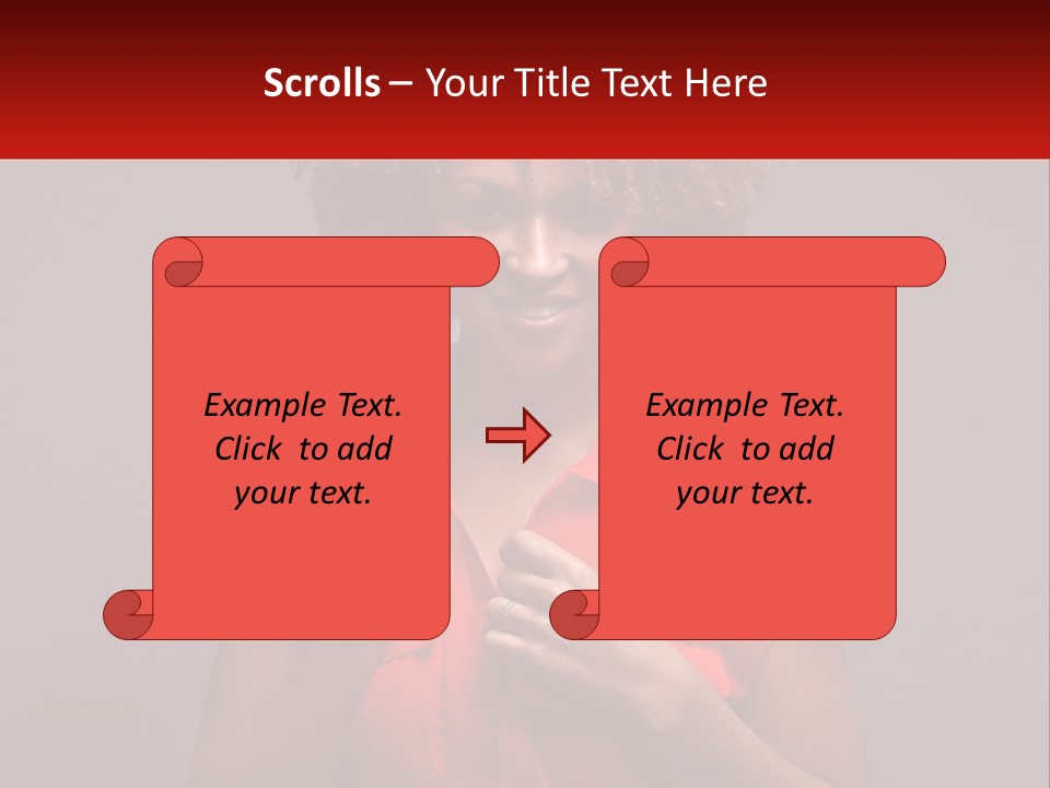 A Woman In A Red Shirt Is Holding A Red Sign PowerPoint Template