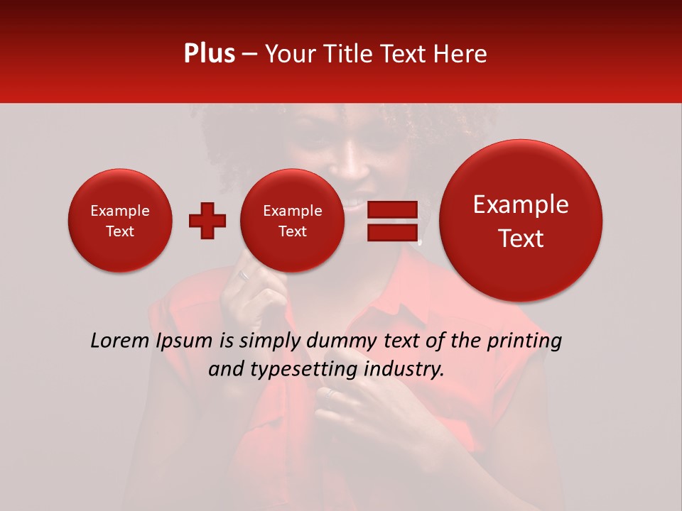 A Woman In A Red Shirt Is Holding A Red Sign PowerPoint Template