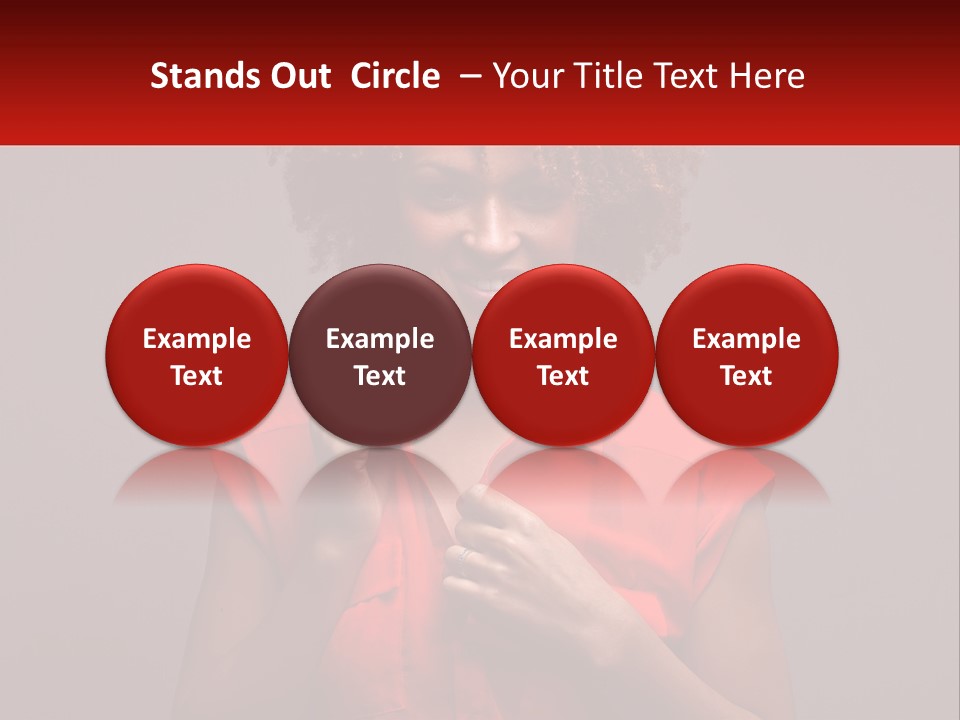 A Woman In A Red Shirt Is Holding A Red Sign PowerPoint Template