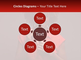 A Woman In A Red Shirt Is Holding A Red Sign PowerPoint Template