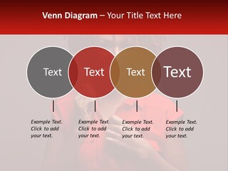 A Woman In A Red Shirt Is Holding A Red Sign PowerPoint Template
