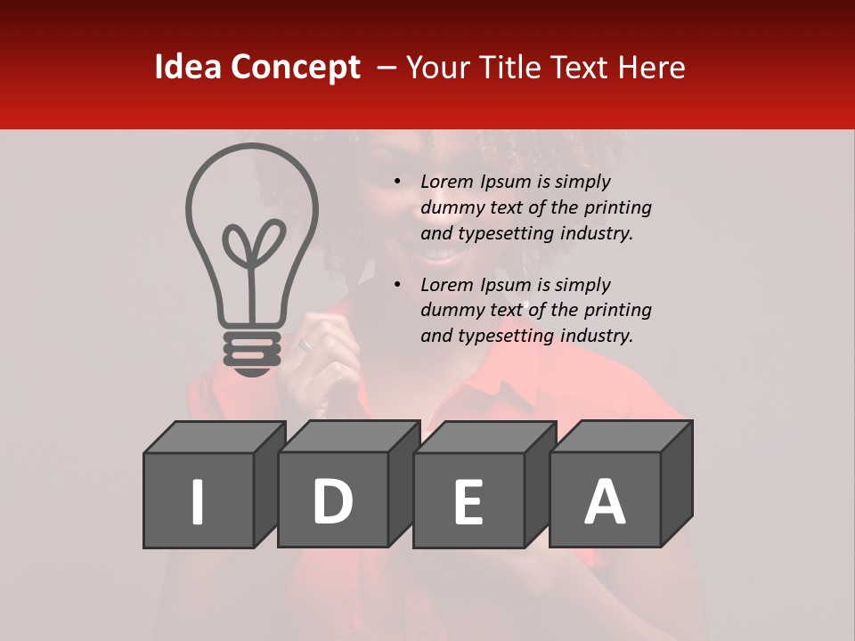 A Woman In A Red Shirt Is Holding A Red Sign PowerPoint Template