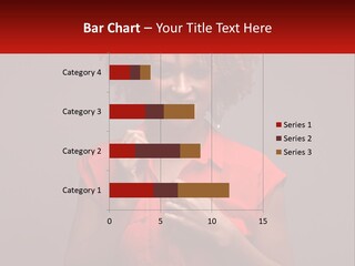 A Woman In A Red Shirt Is Holding A Red Sign PowerPoint Template