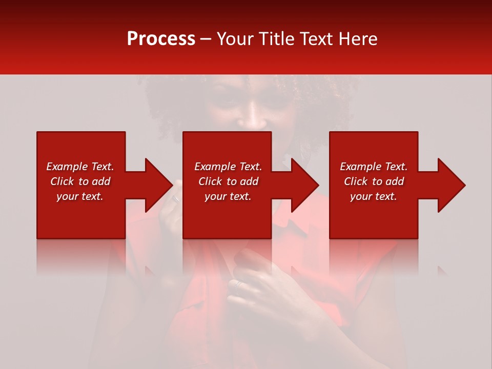 A Woman In A Red Shirt Is Holding A Red Sign PowerPoint Template