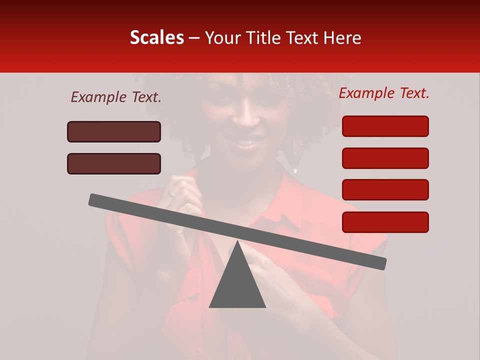 A Woman In A Red Shirt Is Holding A Red Sign PowerPoint Template