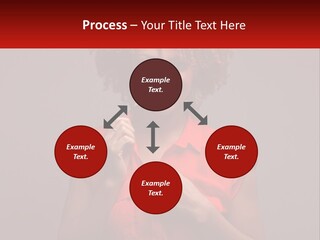 A Woman In A Red Shirt Is Holding A Red Sign PowerPoint Template