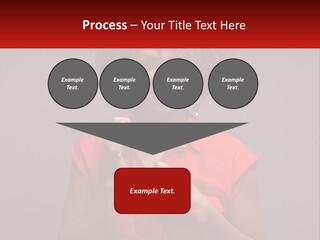 A Woman In A Red Shirt Is Holding A Red Sign PowerPoint Template