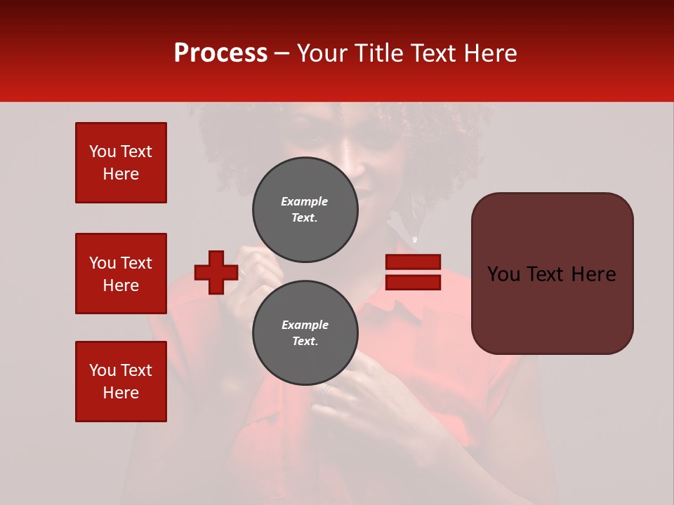 A Woman In A Red Shirt Is Holding A Red Sign PowerPoint Template