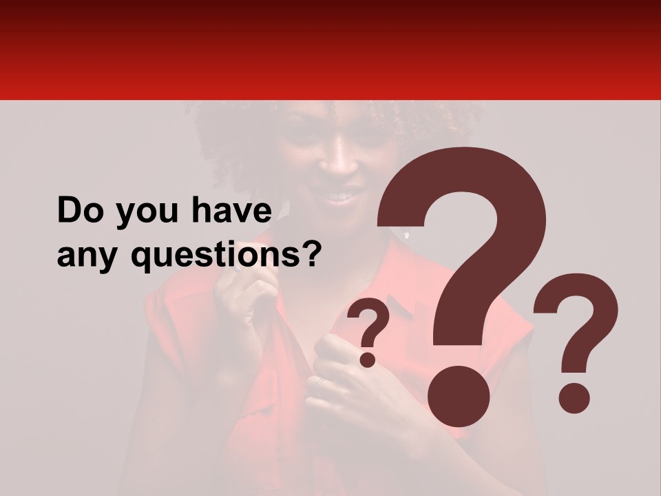 A Woman In A Red Shirt Is Holding A Red Sign PowerPoint Template