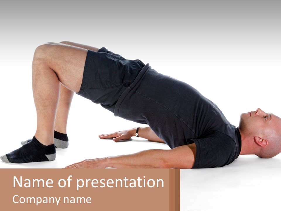 A Man In Black Shirt Doing A Yoga Pose PowerPoint Template