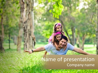 A Man Holding A Little Girl In His Arms PowerPoint Template