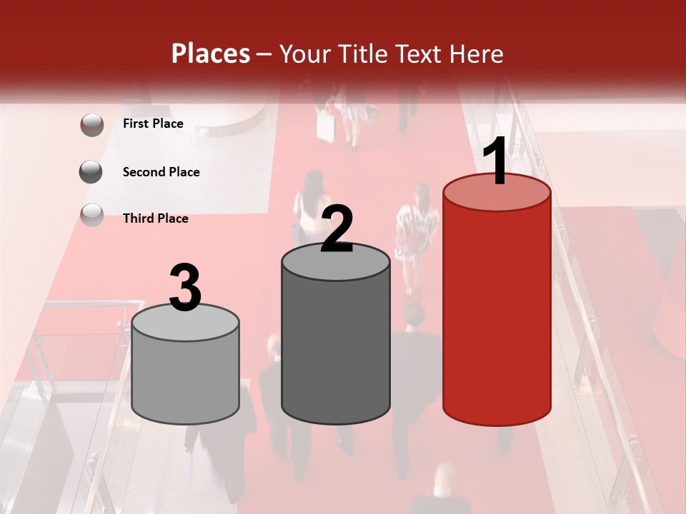 A Group Of People Walking Down A Red Carpeted Hallway PowerPoint Template